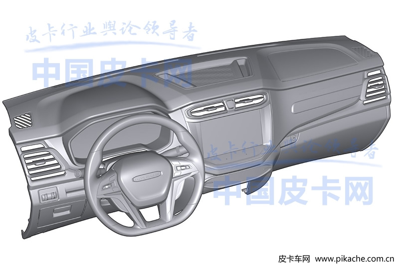 Some patent drawings of SAIC's new pickup truck are exposed, or named T80