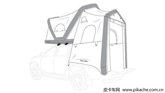 三菱L200皮卡露营版，智能充气式帐篷可抵抗11级暴风