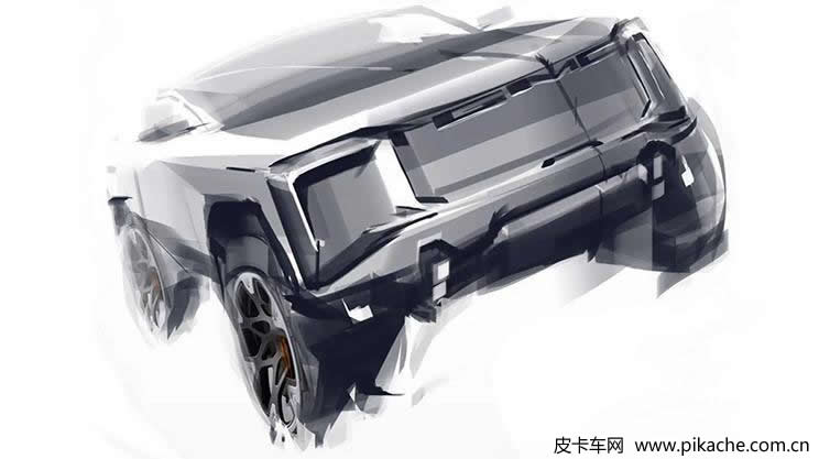 GMC通用SIERRA Denali電動(dòng)皮卡預(yù)告圖發(fā)布，造型硬派