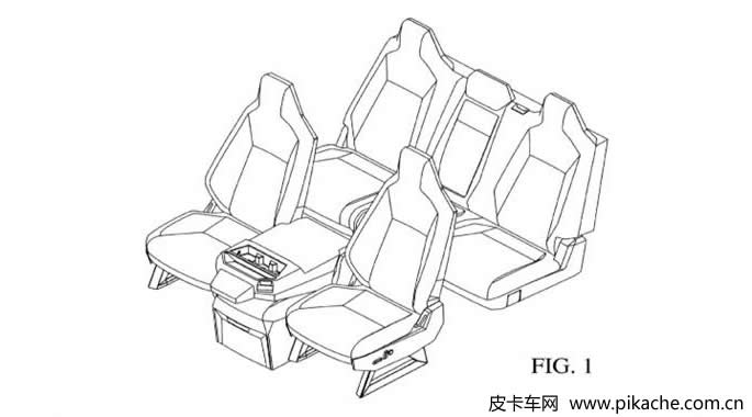 特斯拉提交首款纯电皮卡cybertruck折叠座椅专利，前排可坐三个人